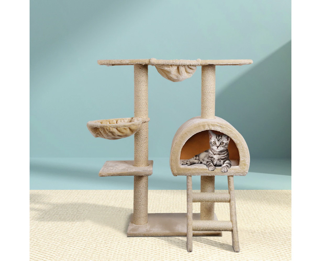 i.Pet Cat Tree 100cm Tower Scratching Post Scratcher Condo House Trees Bed Beige