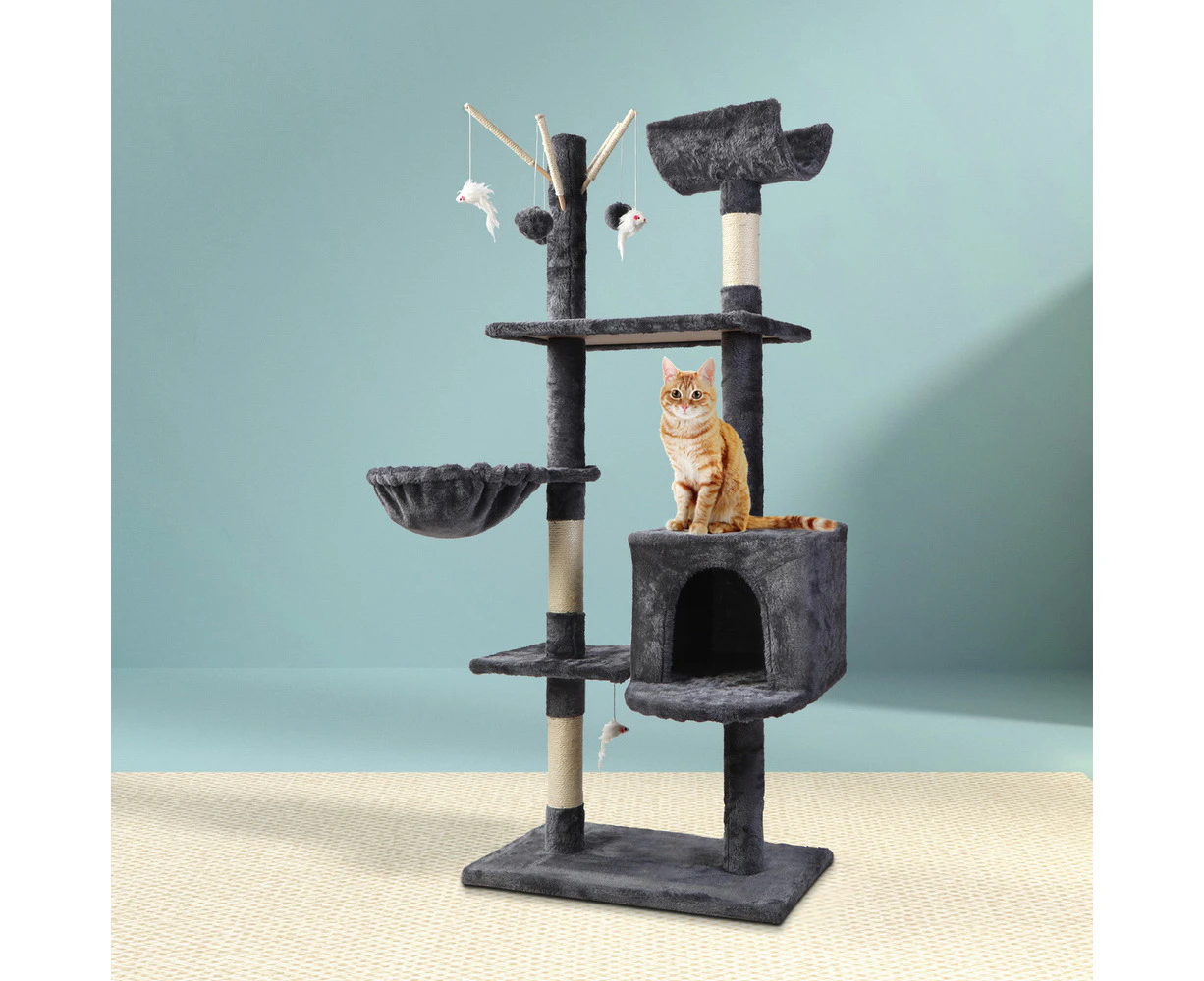 I.PET Cat Tree 140cm Tower Scratching Post Scratcher Trees Toys Condo Bed Grey