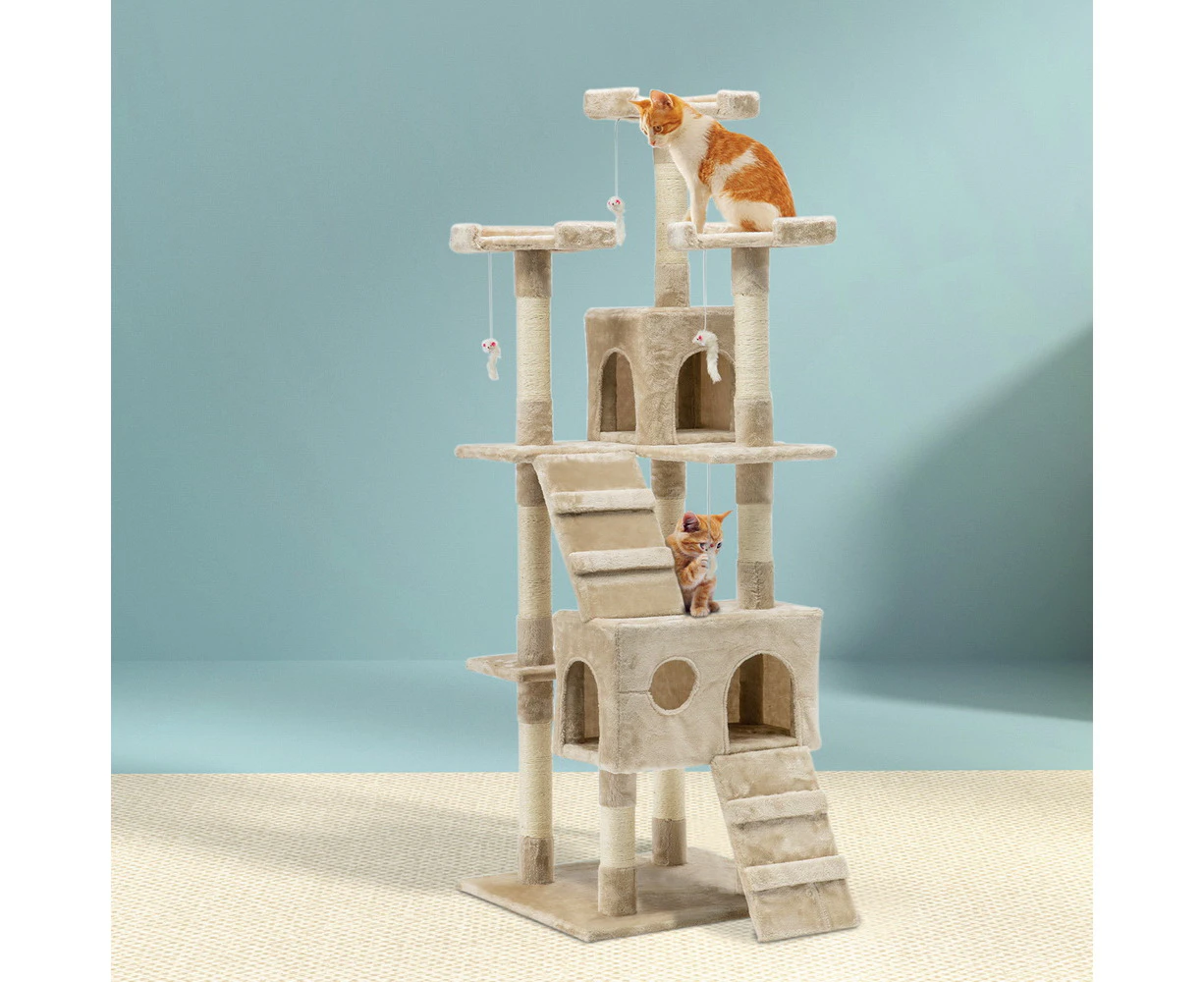 i.Pet Cat Tree 180cm Tower Scratching Post Scratcher Wood Condo House Toys Beige