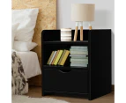 Artiss Bedside Table 1 Drawer with Shelf - FARA Black