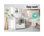 Artiss Bedside Table 1 Drawer with Shelves - EVERMORE White