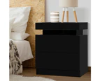 Artiss Bedside Table 2 Drawers Lift-up Storage - COLEY Black