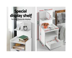 Artiss Bedside Table 1 Drawer with Shelves - EVERMORE White