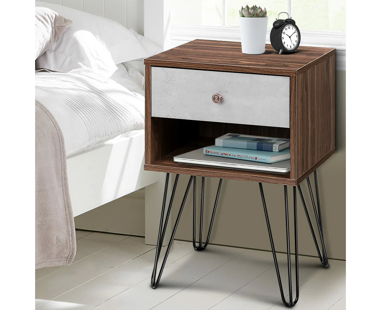 Artiss Bedside Table 1 Drawers with Shelf - LARS