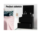 Artiss Bedside Table 2 Drawers Lift-up Storage - COLEY Black