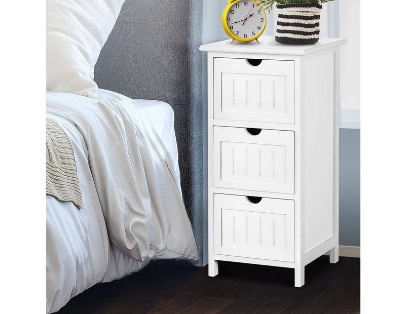 Artiss Bedside Table Bathroom Storage Cabinet 3 Drawers White