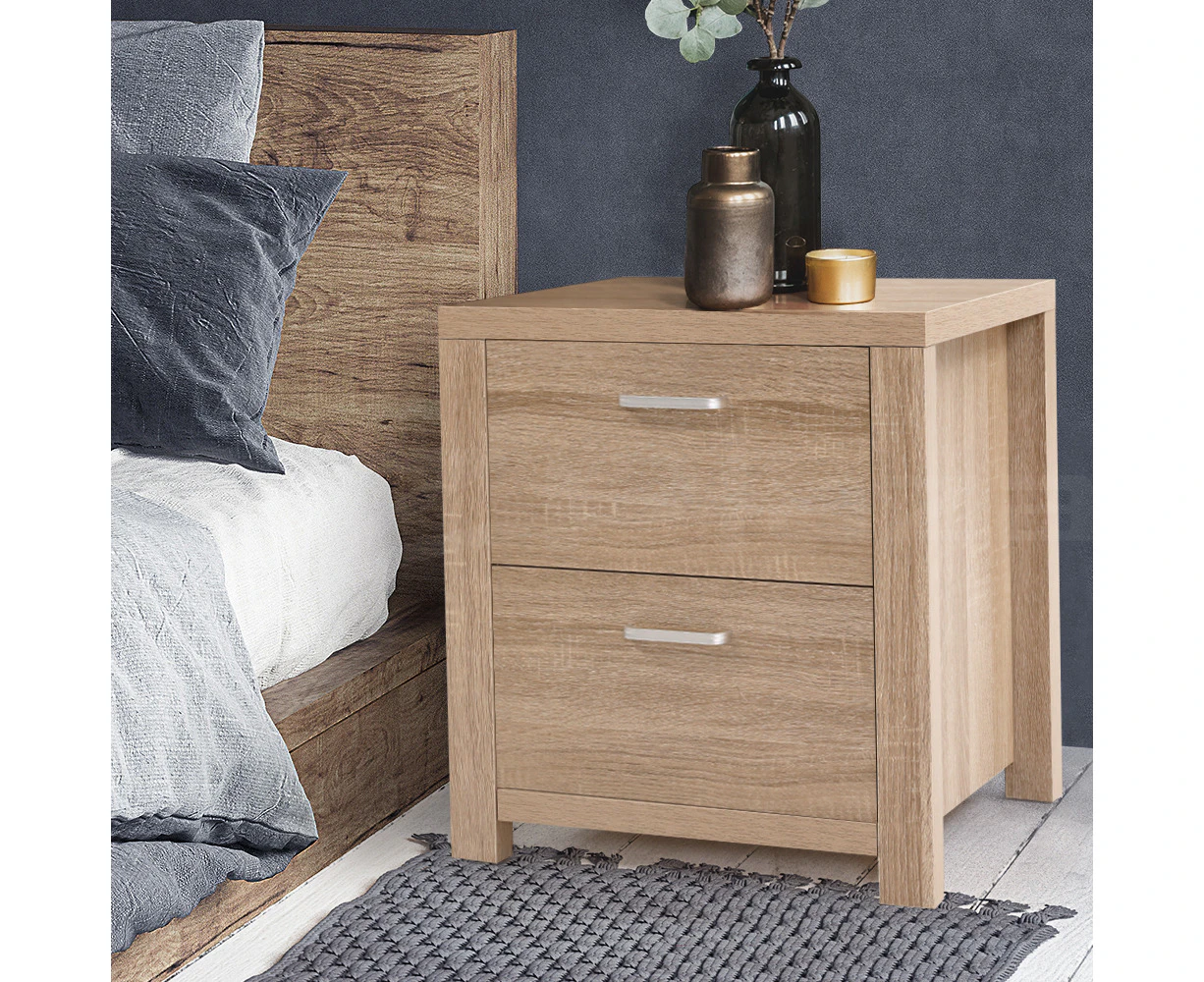 Artiss Bedside Table 2 Drawers - MAXI Pine