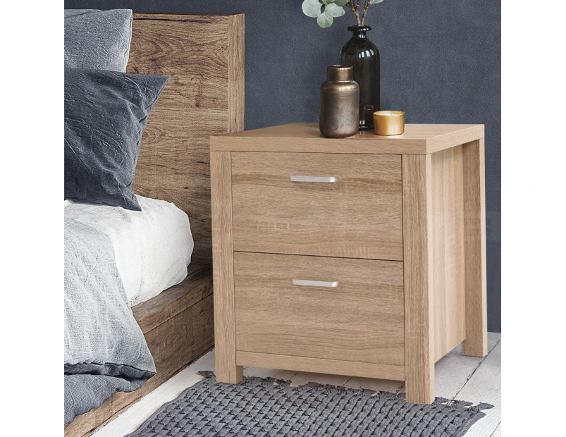 Artiss Bedside Table 2 Drawers - MAXI Pine