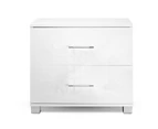 Artiss Bedside Table 2 Drawers High Gloss - White