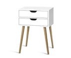 Artiss Bedside Table 2 Drawers - BODIE White