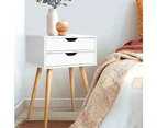Artiss Bedside Table 2 Drawers - BODIE White