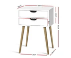 Artiss Bedside Table 2 Drawers - BODIE White