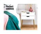 Artiss Bedside Table 2 Drawers - BODIE White