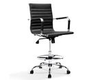 Artiss Office Chair Drafting Stool Leather Chairs Black