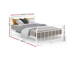 Artiss Bed Frame Metal Frames LEO - Double (White)