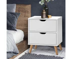 Artiss Bedside Table 2 Drawers - BODEN White