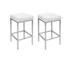 Artiss 2x Bar Stools Leather Padded Metal White