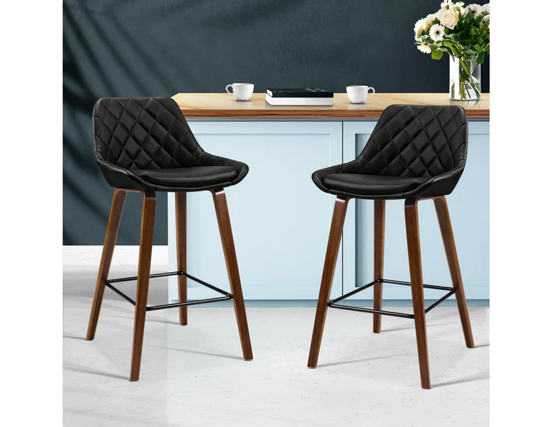 Artiss 2x Bar Stools PU Seat Wooden