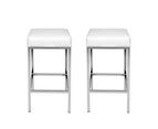 Bar Stools Set of 2 Metal Kitchen Stool Chairs White