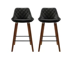 Artiss 2x Bar Stools PU Seat Wooden