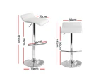 Artiss 2x Bar Stools Adjustable Gas Lift Chairs White