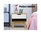 Artiss Bedside Table 1 Drawer with Shelf - IKER White & Oak