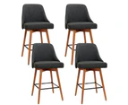 Artiss 4x Bar Stools Swivel Seat Wooden Charcoal