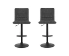 Bar Stools Set of 2 Gas Lift Adjustable Kitchen Stool Grey