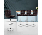 Bar Stools Set of 4 Adjustable Swivel Stool Brown