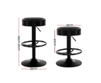 Bar Stools Set of 2 Gas Lift Kitchen Stool Leather Seat Black