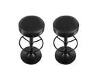 Bar Stools Set of 2 Gas Lift Kitchen Stool Leather Seat Black