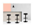 Bar Stools Set of 2 Gas Lift Kitchen Stool Leather Seat Black