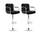 Bar Stools Set of 2 Adjustable Swivel Stool Black