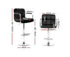 Bar Stools Set of 2 Adjustable Swivel Stool Black