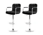 Artiss 2x Bar Stools Leather Gas Lift w/Armrest Black