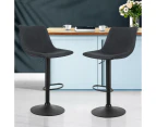 Bar Stools Set of 2 Swivel Kitchen Stool Chairs Leather Seat Black