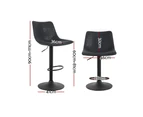 Bar Stools Set of 2 Swivel Kitchen Stool Chairs Leather Seat Black