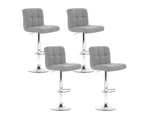 Bar Stools Set of 4 Gas Lift Kitchen Stool Swivel Chairs Grey