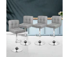 Artiss 4x Bar Stools Leather Gas Lift Grey