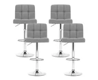 Artiss 4x Bar Stools Leather Gas Lift Grey