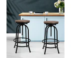 Bar Stools Set of 2 Adjustable Kitchen Counter Stool Wooden Chairs Black