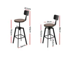 Artiss 2x Bar Stools Adjustable Wood Stool w/Backrest