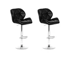 Bar Stools Set of 2 Gas Lift Kitchen Stool Chairs Black