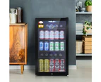 Devanti 98L Bar Fridge Glass Door w/Light Black