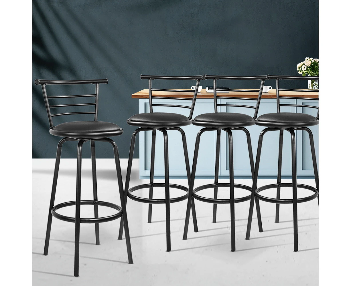 Artiss 4x Bar Stools Swivel Leather Padded Metal