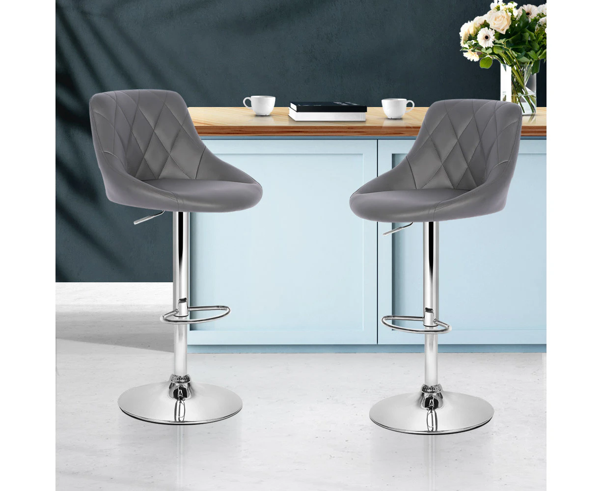 Bar Stools Set of 2 Adjustable Kitchen Stool Chairs Grey