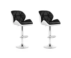 Artiss 2x Bar Stools Gas Lift Padded Leather Black & White