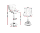 Bar Stools Set of 2 Gas Lift Leather Kitchen Stool Chairs White