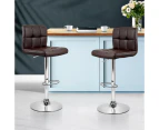 Bar Stools Set of 2 Gas Lift Kitchen Stool Swivel Chairs Brown