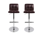 Bar Stools Set of 2 Gas Lift Kitchen Stool Swivel Chairs Brown